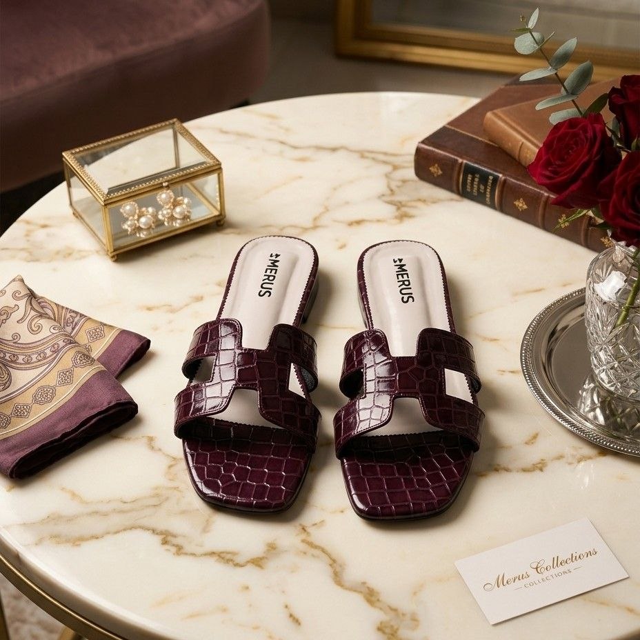 Burgundy- Crocodile Textured