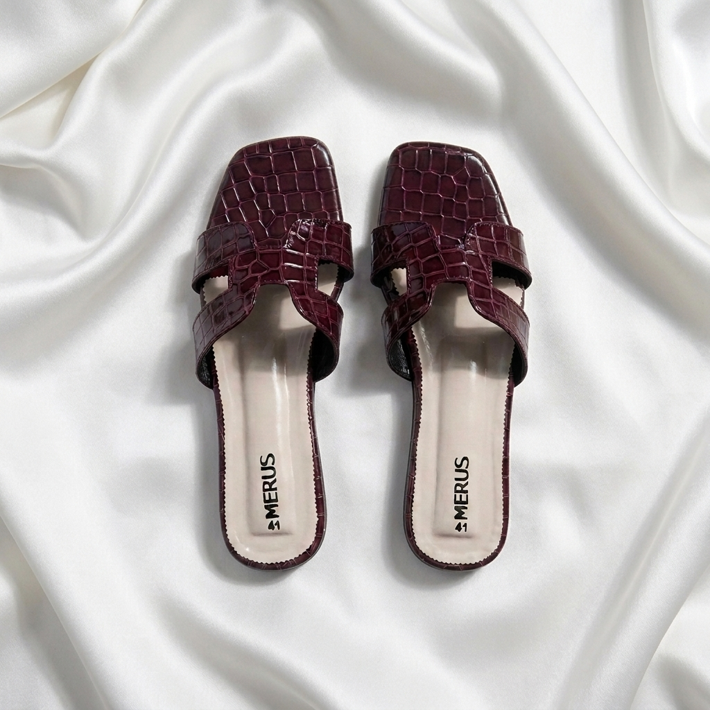 Burgundy- Crocodile Textured