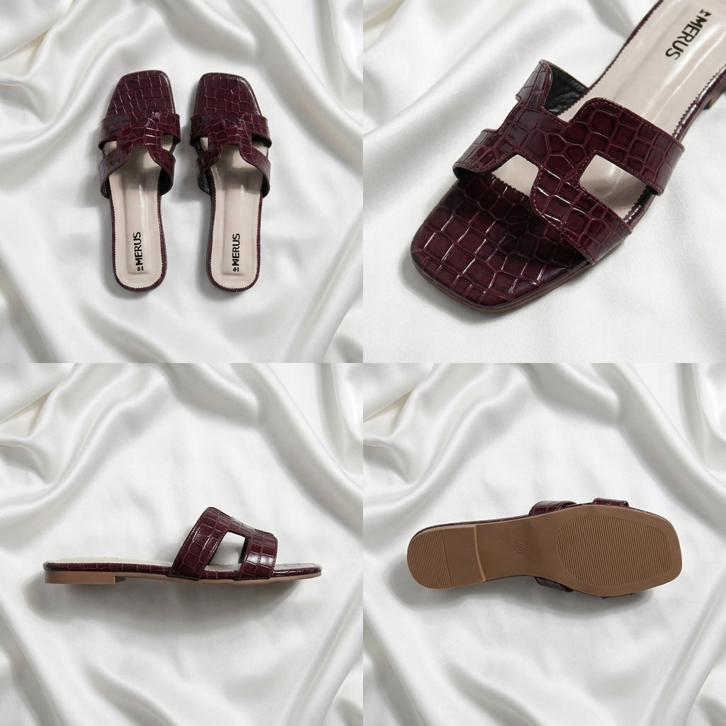 Burgundy- Crocodile Textured