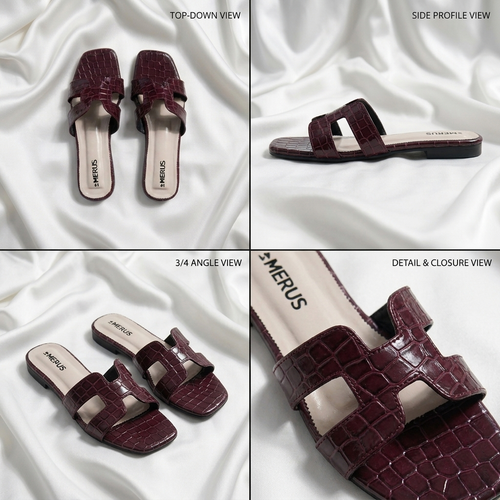 Burgundy- Crocodile Textured