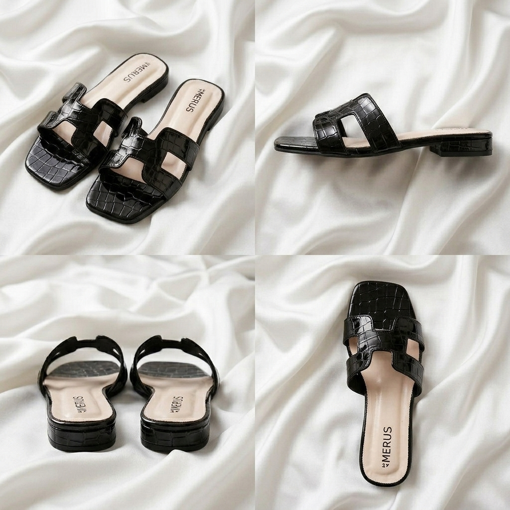 BLACK - Crocodile Textured