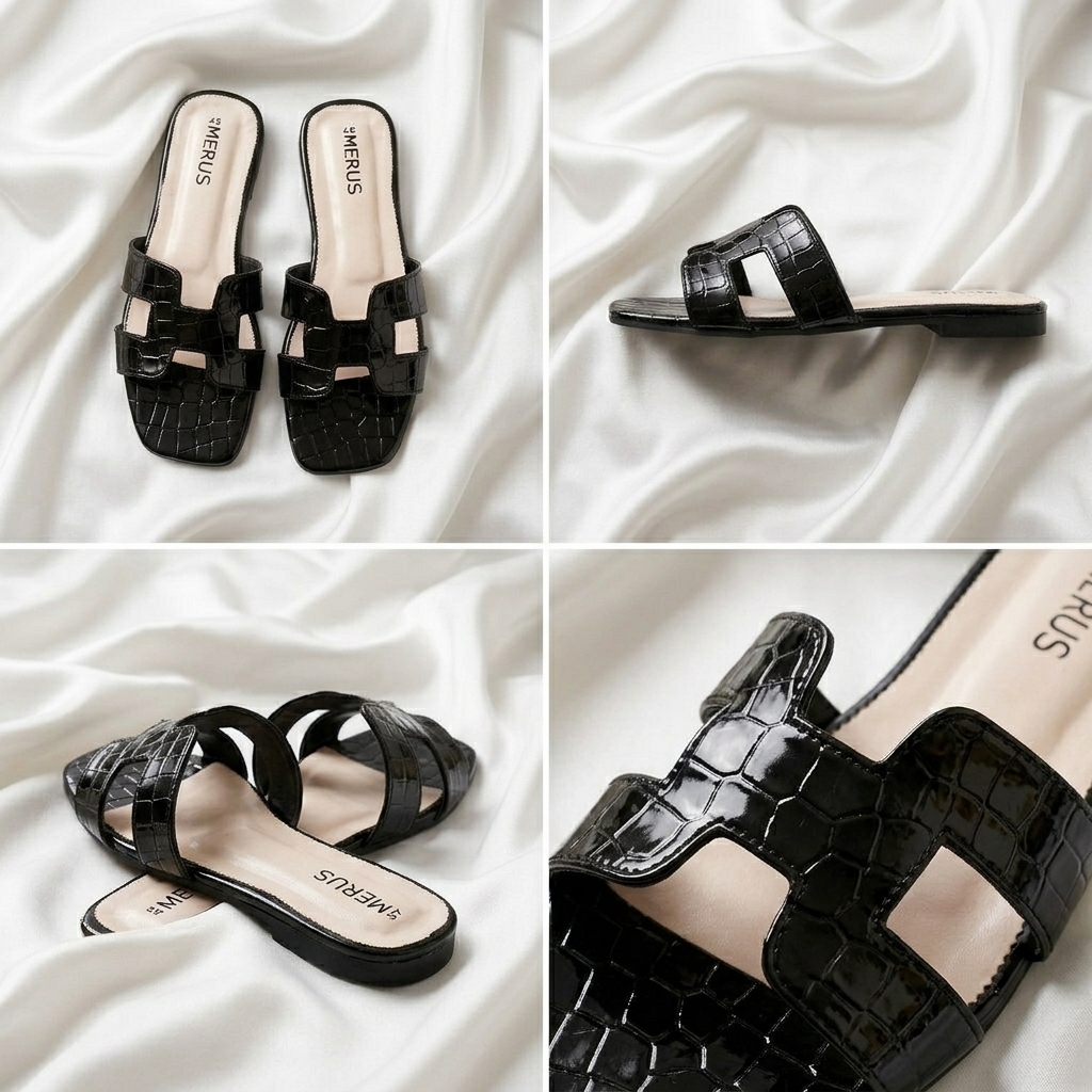 BLACK - Crocodile Textured