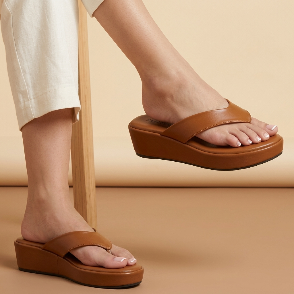 Solara Wedge Sandals – Caramel Brown