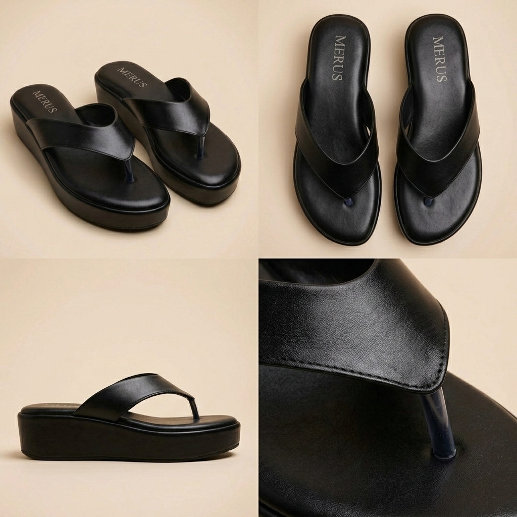 Solara Wedge Sandals – Black